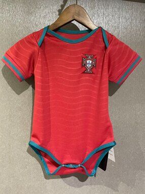 Baby Portugal Style Soccer Bodysuit - Red & Green Football One-Piece